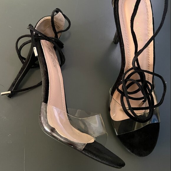 Fashion Nova Chase+Chloe GiGi Clear Toe Lace Up Heel, Sz 11, Excellent Condition - Picture 6 of 9